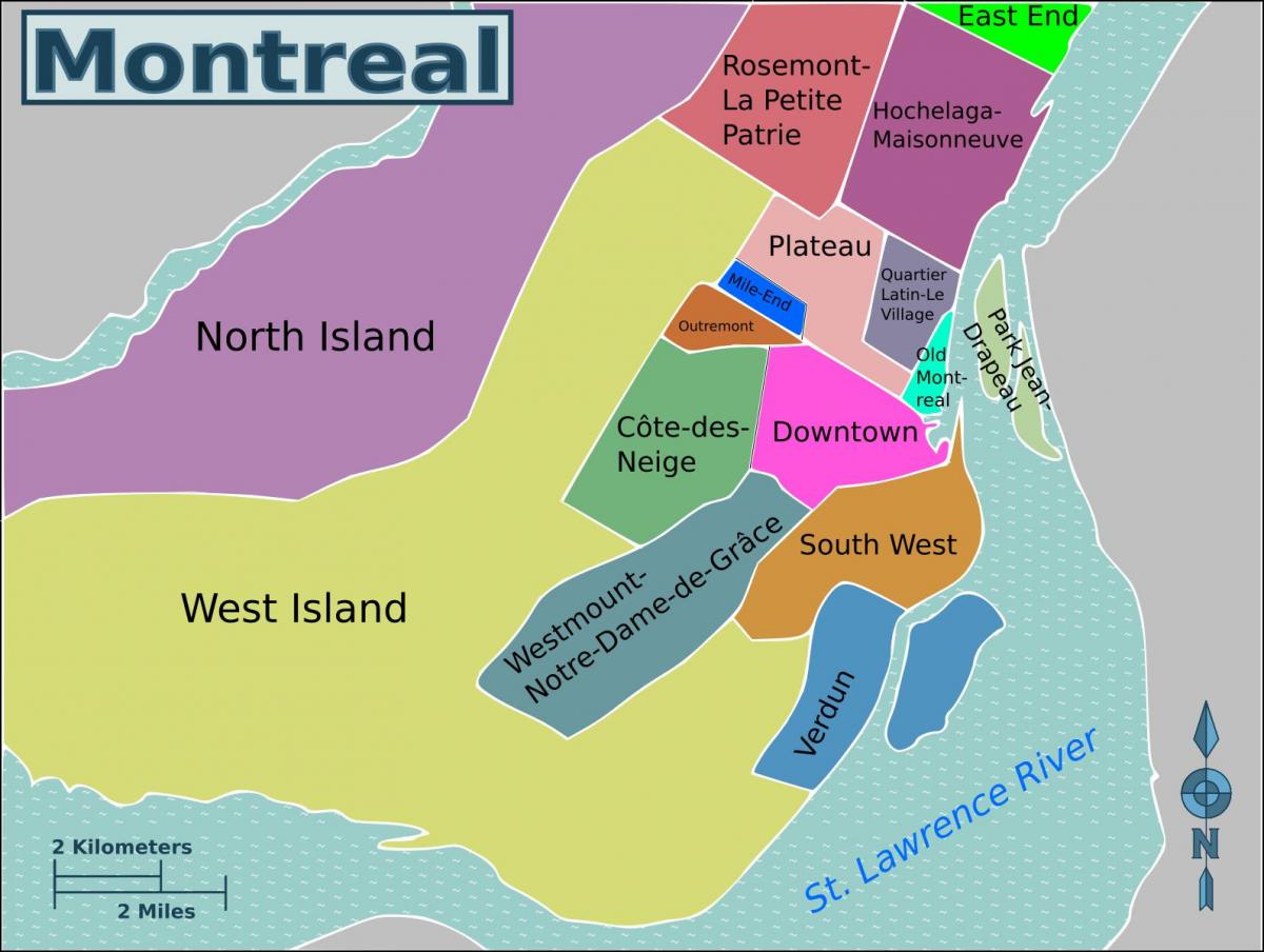 Mappa del distretto di Montreal